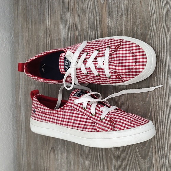 Sperry Shoes - Sperry Top-Sider Gingham Red and White Checked Checker Sneakers 11